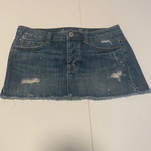 American Eagle Denim Mini Skirt 0 Destroyed